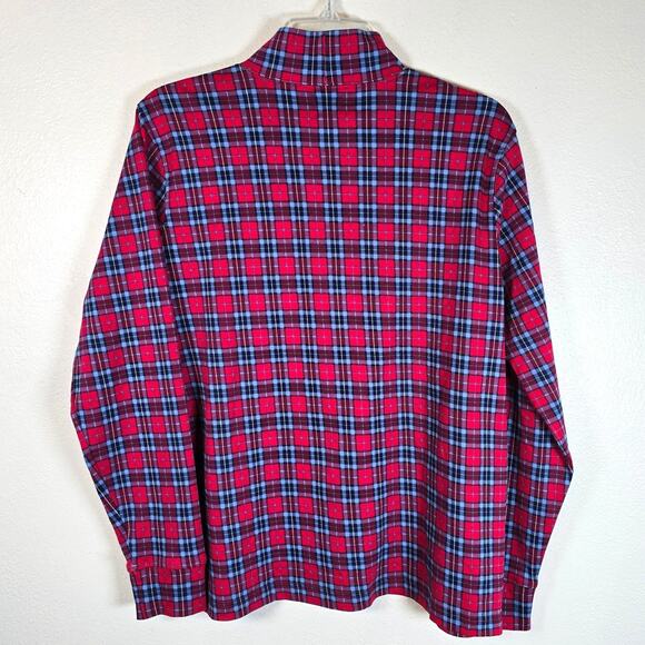 Lands End Mock Neck Shirt Womens S Red Blue Plaid Festive Season Winter Wardrobe - Picture 2 of 7
